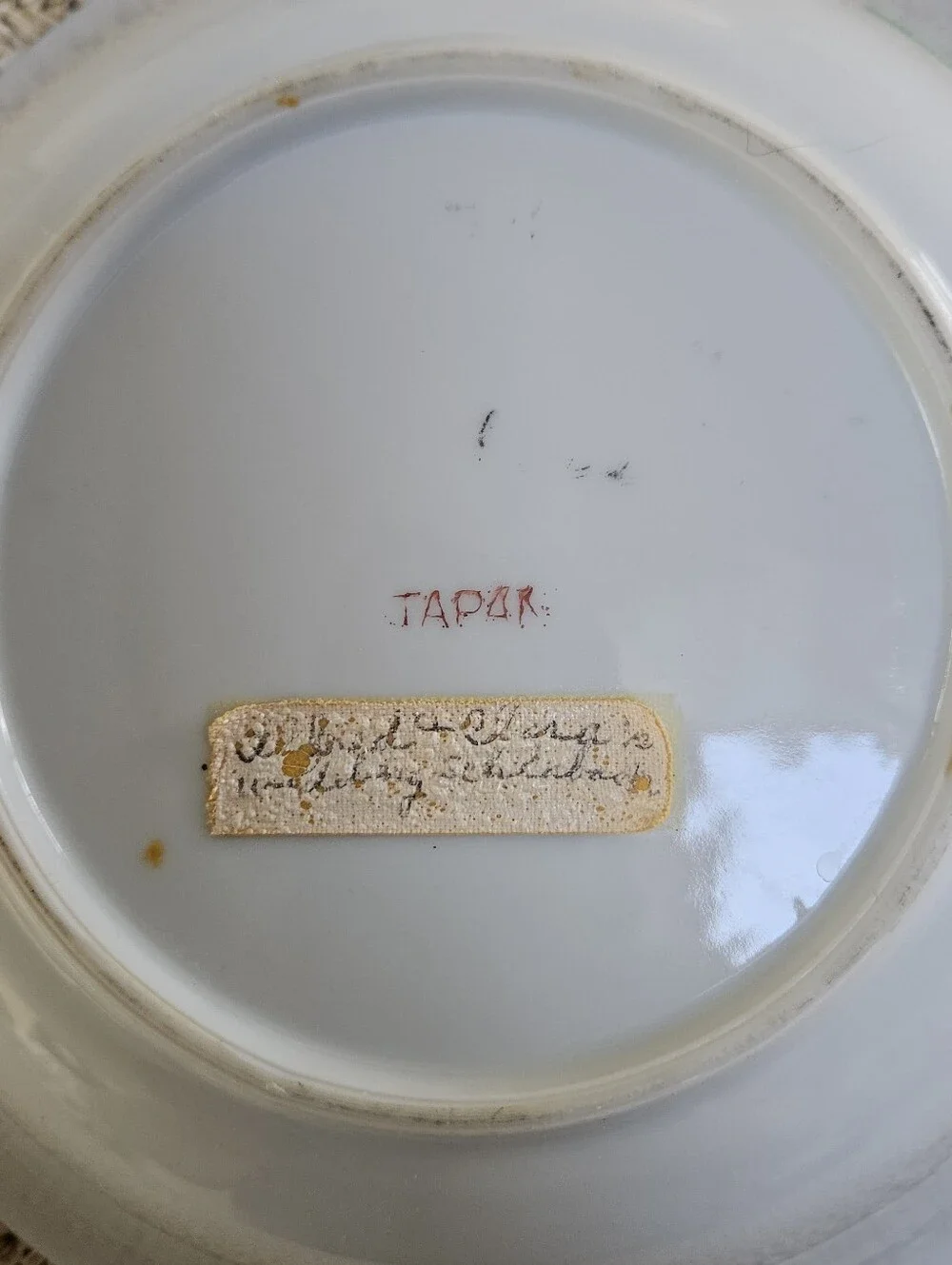 White Ceramic Serving Platter with Lavender Rim and Floral Motif